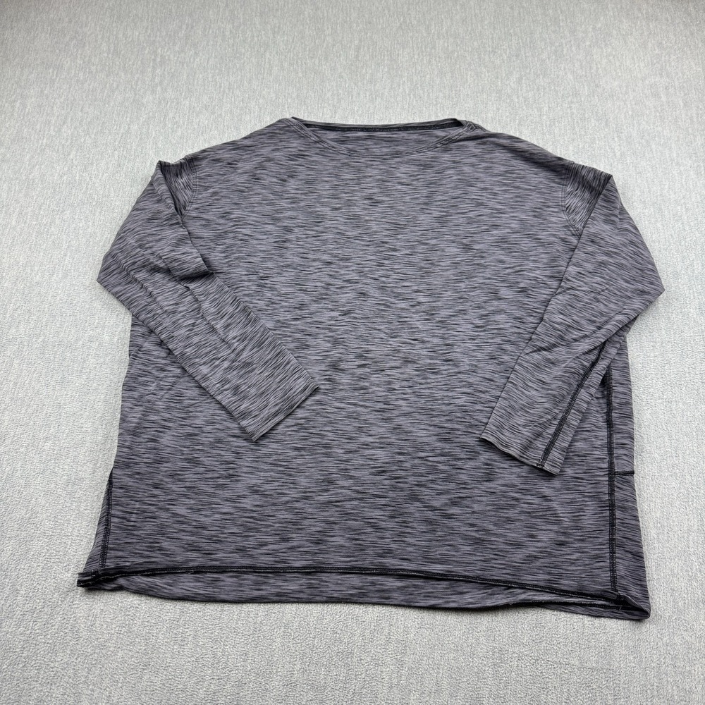 Lululemon Shirt Womens 12 Gray Back in Action Crew Neck Long Sleeve Gym Workout